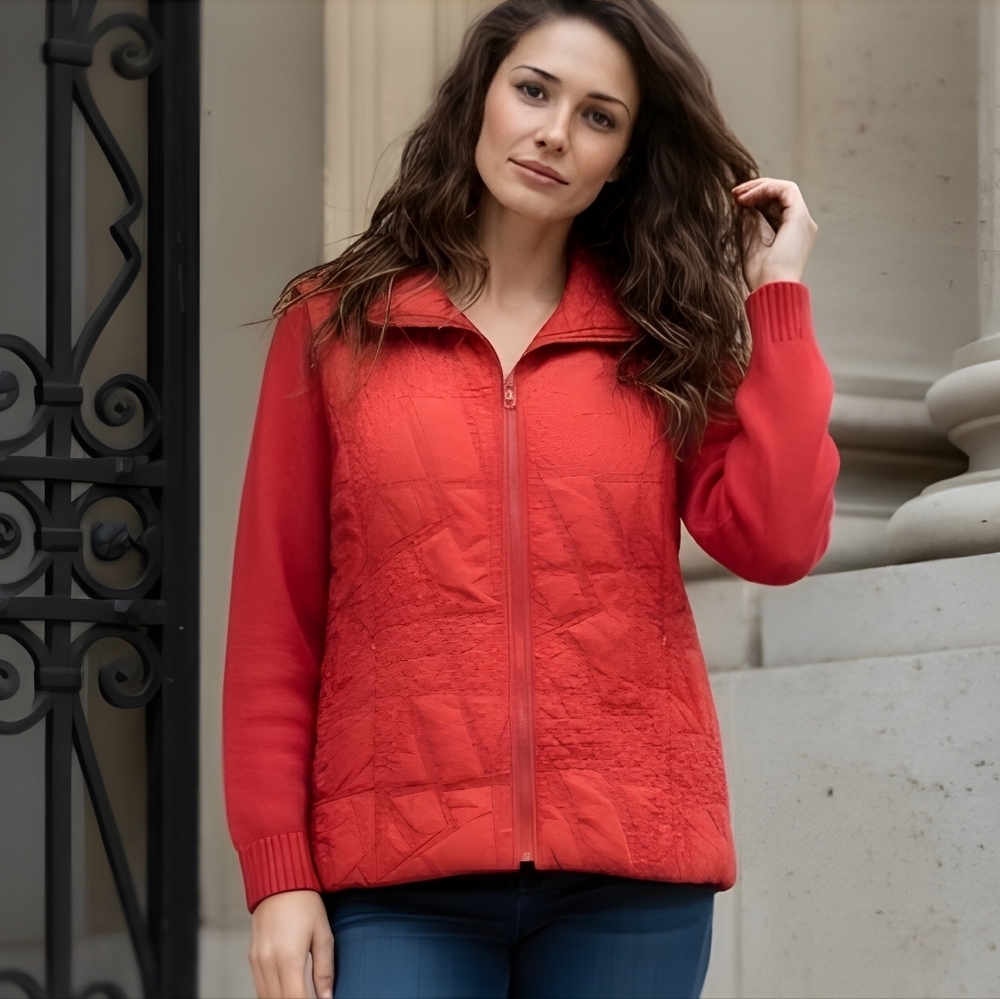 Coldwater Creek Red Quilted Jacket Size Large 12